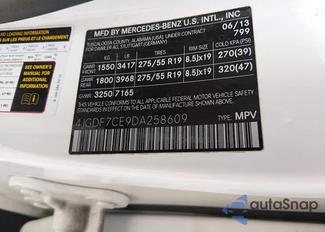 2013 Mercedes-Benz Gl 450 4Matic from USA, damaged, VIN 4JGDF7CE9DA258609